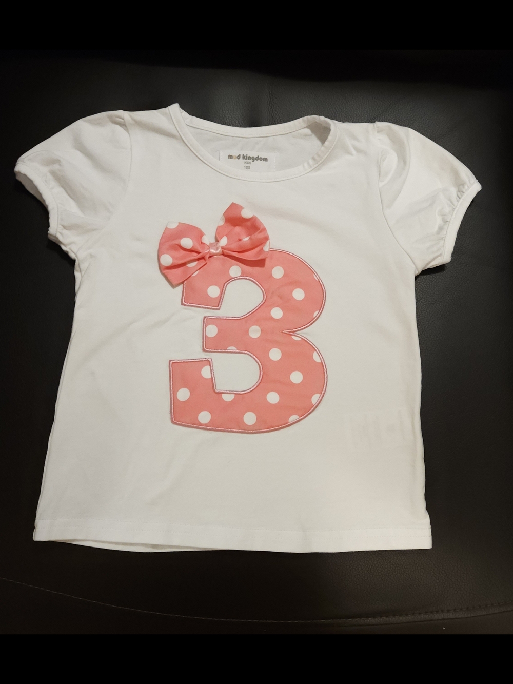 3rd Birthday White Tee with Pink Polka Dot '3' Applique!! So Cute!!